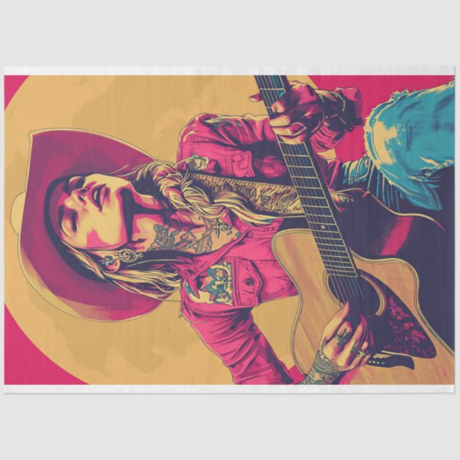 Decoupage Classic Poster Nashville Girl Guitarist Seidenpapier (Vorderseite)