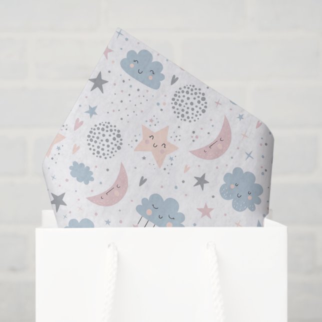 Decoupage Clouds Moon Starry Sky Baby Dusche Seidenpapier (Geschenktüte)