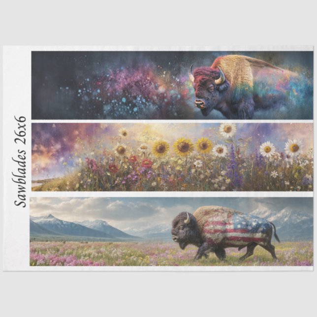 Decoupage Cosmic Bison Wildflower Handsaw Designs  Seidenpapier (Vorderseite)
