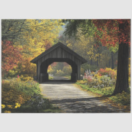 Decoupage Country Covered Bridge Fall Einstellung Seidenpapier