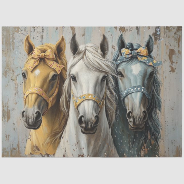 Decoupage Country Elegante Pferde Bows & Harnesses Seidenpapier (Vorderseite)