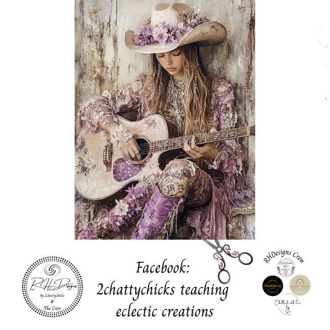 Decoupage Country Girl Gitarre Singer Lilac Dress Seidenpapier (Von Creator hochgeladen)