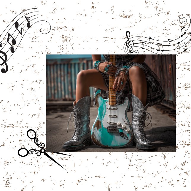 Decoupage Country Girl Turquoise Guitar Strings Seidenpapier (Von Creator hochgeladen)