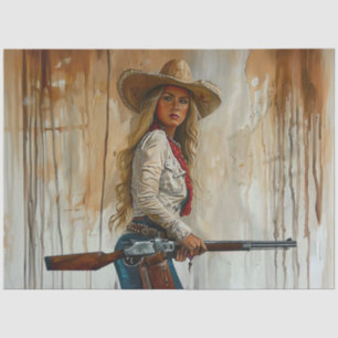 Decoupage Country Western Cowgirl Sherrif Shotgun Seidenpapier
