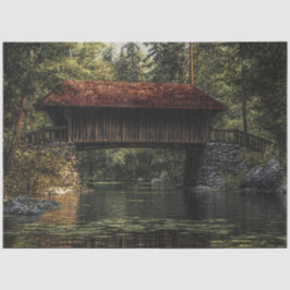 Decoupage Covered Bridge Dense Forest Seidenpapier
