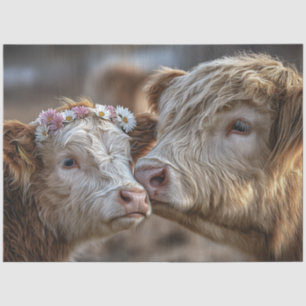 Decoupage Cow & Calf Nose to Nose Show Liebe Seidenpapier
