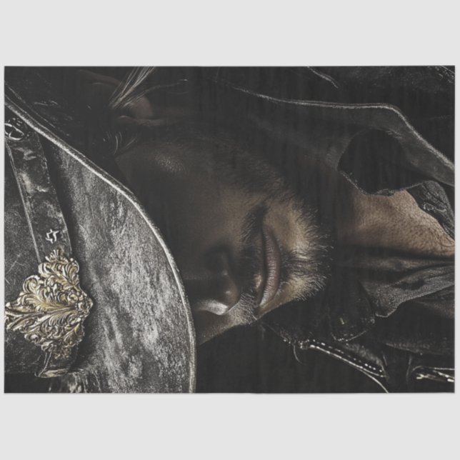 Decoupage Cowboy Black Hat Silver Akzente Seidenpapier (Vorderseite)