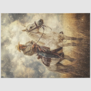 Decoupage Cowboy Reiten Feld Seidenpapier