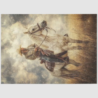 Decoupage Cowboy Reiten Feld Seidenpapier