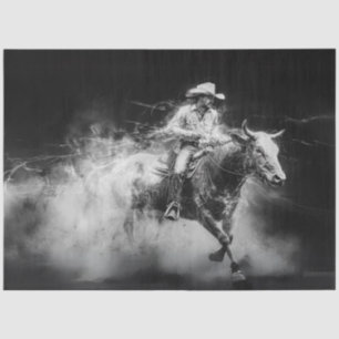 Decoupage Cowboy Riding Bull Swirren Ringe Seidenpapier