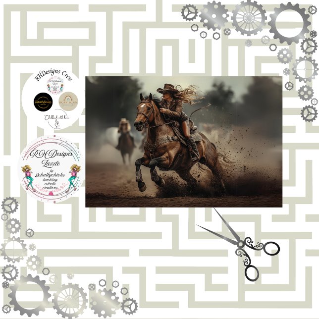 Decoupage Cowgirl Rodeo Rider Seidenpapier (Von Creator hochgeladen)