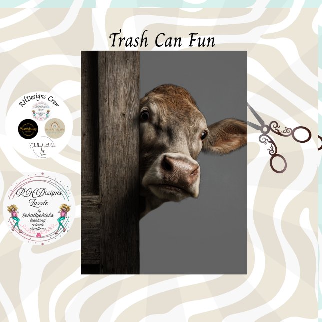 Decoupage  Curious Cow Peeking Rustic Wall Seidenpapier (Von Creator hochgeladen)