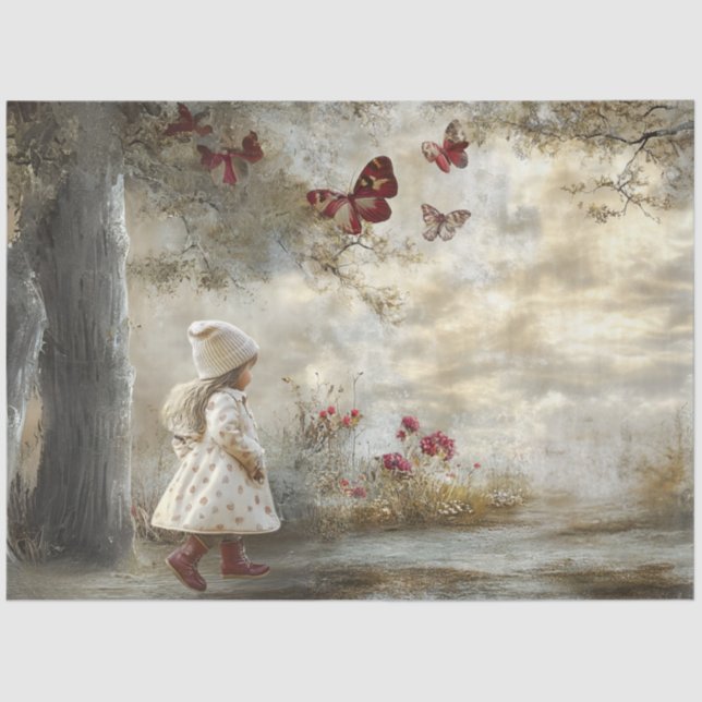 Decoupage Custom Mairytale Storybook Little Girl Seidenpapier (Vorderseite)