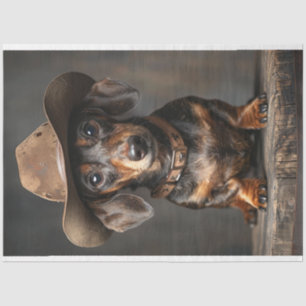 Decoupage Dackel Sheriff Hund auf dem Bereich Seidenpapier