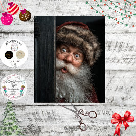 Decoupage Daniel Boone Santa Claus Peek Art  Seidenpapier