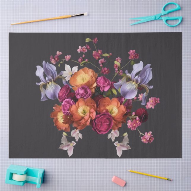 Decoupage Dark Botanical Bloom Seidenpapier (Basteln)