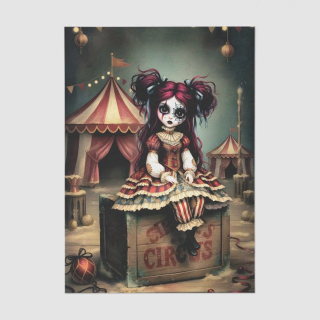 Decoupage Dark Circus Doll Seidenpapier (Vorderseite)