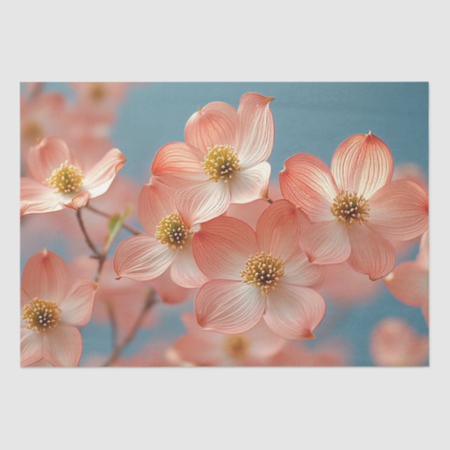 Decoupage Delicate Peach Dogwood Blume Seidenpapier (Vorderseite)