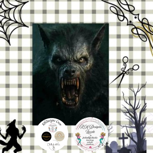Decoupage Dracula Werewolf mit Fangs Lunar Howl Seidenpapier (Von Creator hochgeladen)