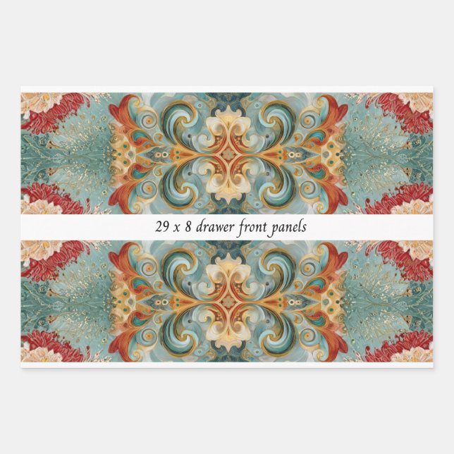 Decoupage Drawer Front 29x8 Mixed Media  Geschenkpapier Set (Vorderseite)