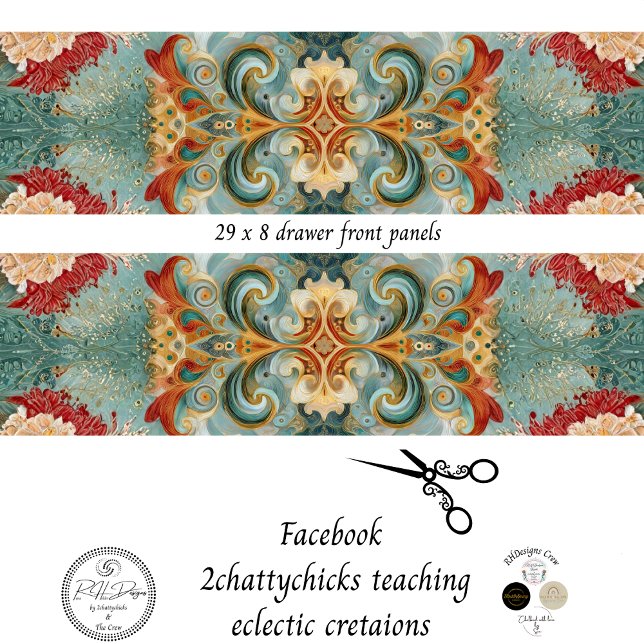 Decoupage Drawer Front 29x8 Mixed Media  Geschenkpapier Set (Von Creator hochgeladen)