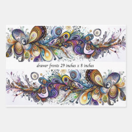 Decoupage Drawer Front 29x8 Teardrop Motif Vibrant Geschenkpapier Set