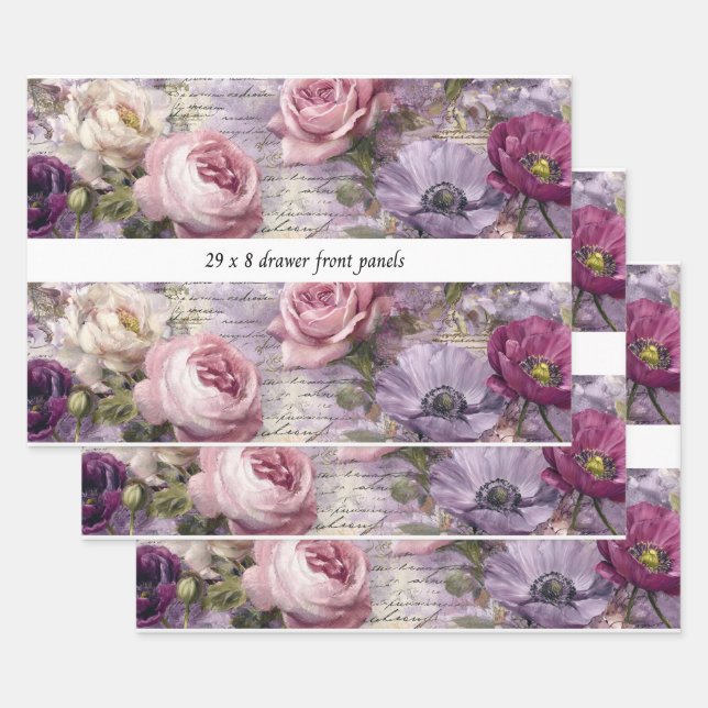 Decoupage Drawer Front Panel French Country Floral Geschenkpapier Set (Set)