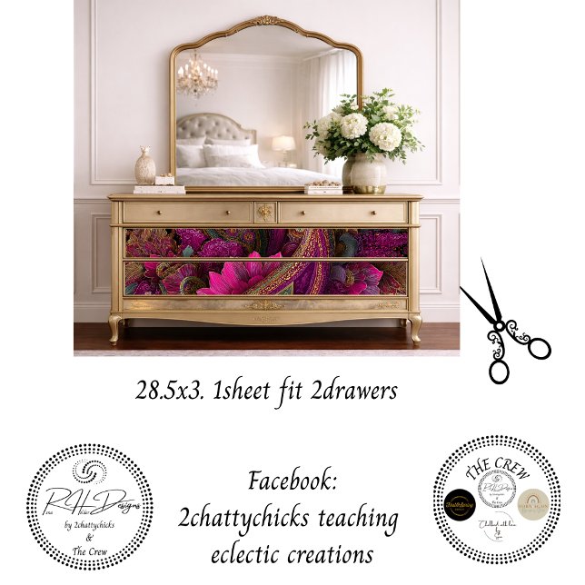 Decoupage Drawer Front Panel Paisley Fuchsia Gold Geschenkpapier Set (Von Creator hochgeladen)