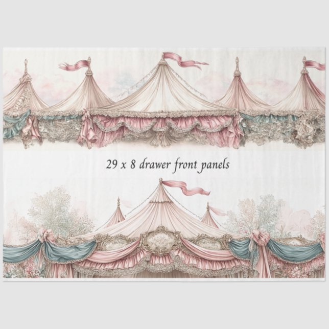 Decoupage Drawer Front Pastel Circus Vintage Lace  Seidenpapier (Vorderseite)