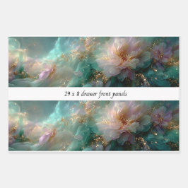 Decoupage Drawer Front Soft Petals Teals Gold Geschenkpapier Set