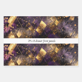 Decoupage Drawer Panel Diamond Motifs Purple Gold Geschenkpapier Set