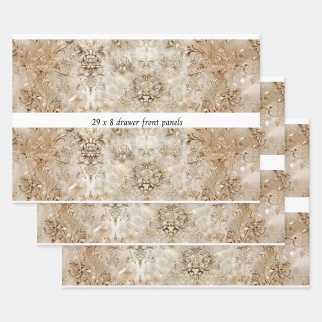 Decoupage Drawer Panel Motif Beige Design  Geschenkpapier Set (Set)