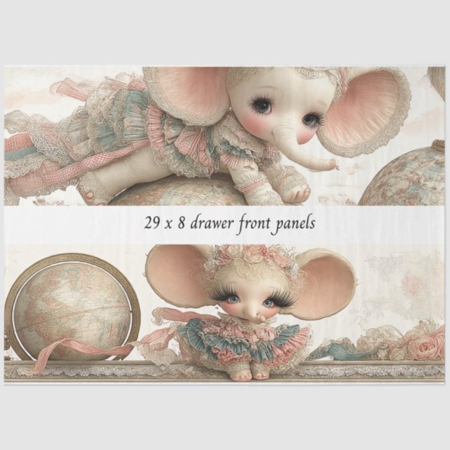 Decoupage Drawer Panel Whimsical Circus Story Book Seidenpapier (Vorderseite)