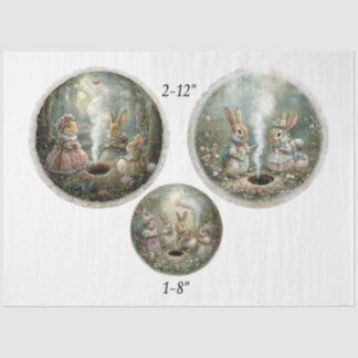 Decoupage Easter Storybook Forest 12" & 8" Circles Seidenpapier