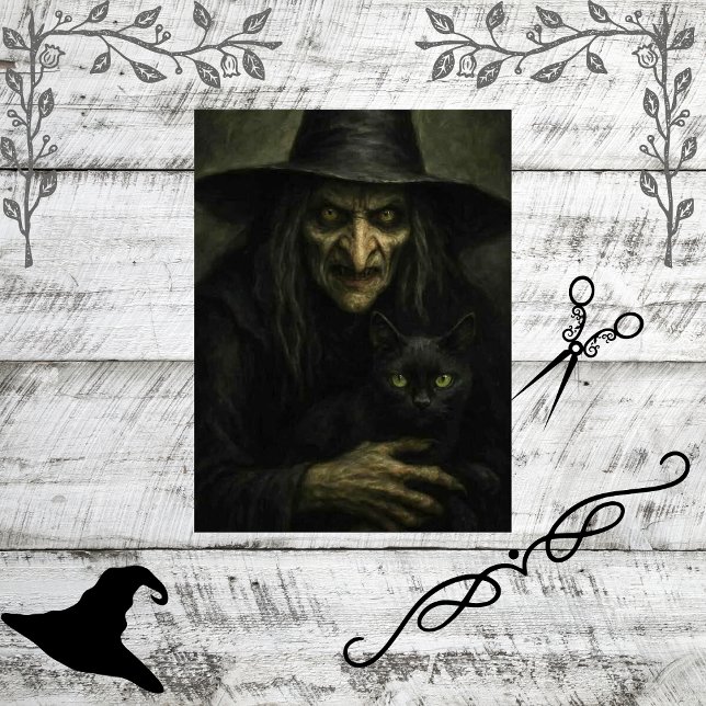 Decoupage Eerie Classic Hexe & Black Cat Seidenpapier (Von Creator hochgeladen)