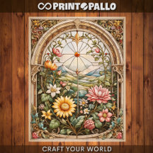 Decoupage - Ein buntes Glasfenster mit Blume