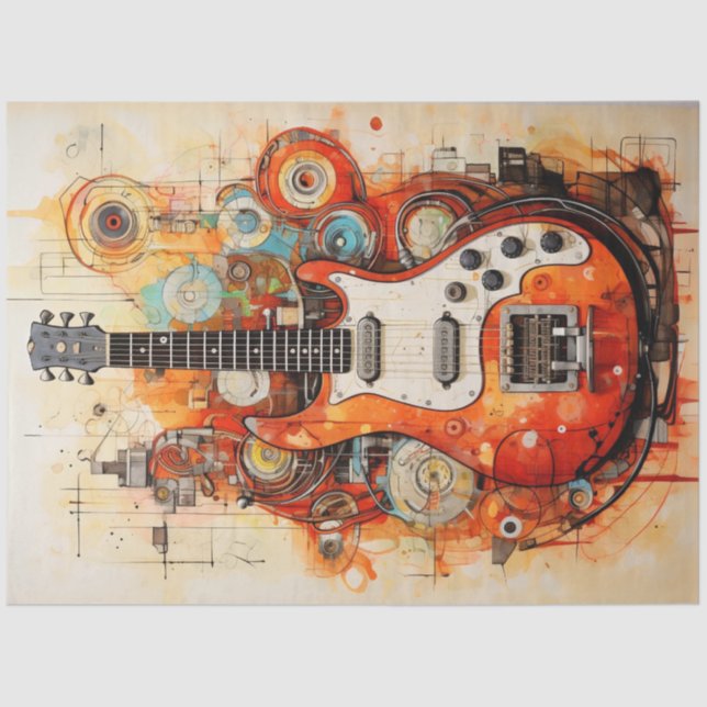 Decoupage Electric Gitarre Abstrakt Gentleman' Cav Seidenpapier (Vorderseite)