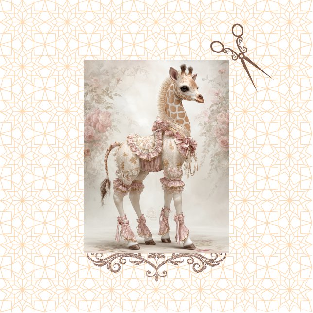 Decoupage Elegant Vintage Giraffe in antiker Kleid Seidenpapier (Von Creator hochgeladen)
