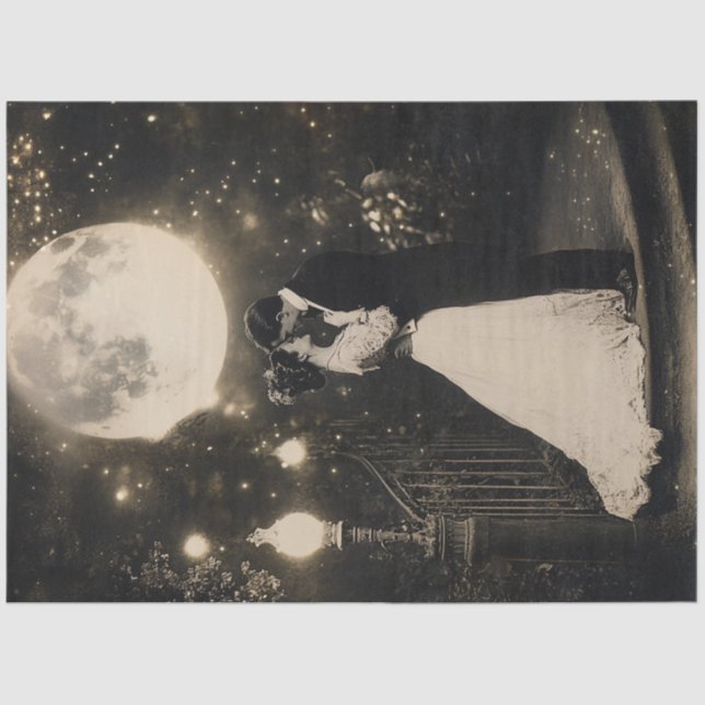 Decoupage Elegante Couple Tanzen im Mondschein Seidenpapier (Vorderseite)