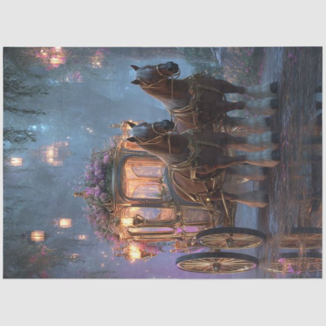 Decoupage Fairytale on Carriage On Wheels Dream Seidenpapier (Vorderseite)