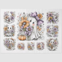 Decoupage Fall Floral Ghosts - Mehrere Größen