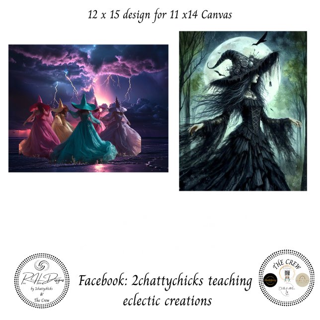 Decoupage Fantasy Dancing Witches 11x14 Canvas Seidenpapier (Von Creator hochgeladen)