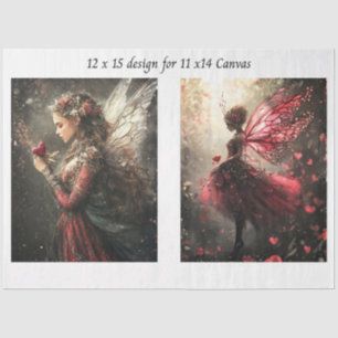 Decoupage Fantasy Feen Rot für 11x14 Leinwand Seidenpapier