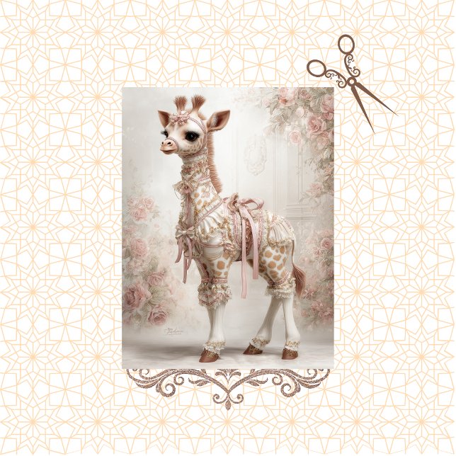 Decoupage Fantasy Giraffe Viktorianisch Pink Lace Seidenpapier (Von Creator hochgeladen)