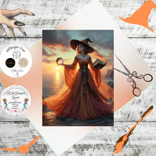 Decoupage Fantasy Hexe Fiery Gown & Orb Seidenpapier (Von Creator hochgeladen)