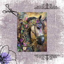 Decoupage Fantasy Royal Mane Horse Portrait