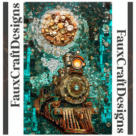 Decoupage Fantasy Steampunk Bahn Imitate Mosaic 06 Seidenpapier