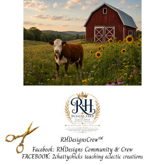 Decoupage Farmhouse Cow Sunflower Field Seidenpapier