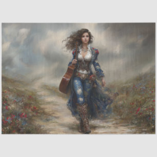 Decoupage-Felder der Melodie Country-Sängerin Seidenpapier