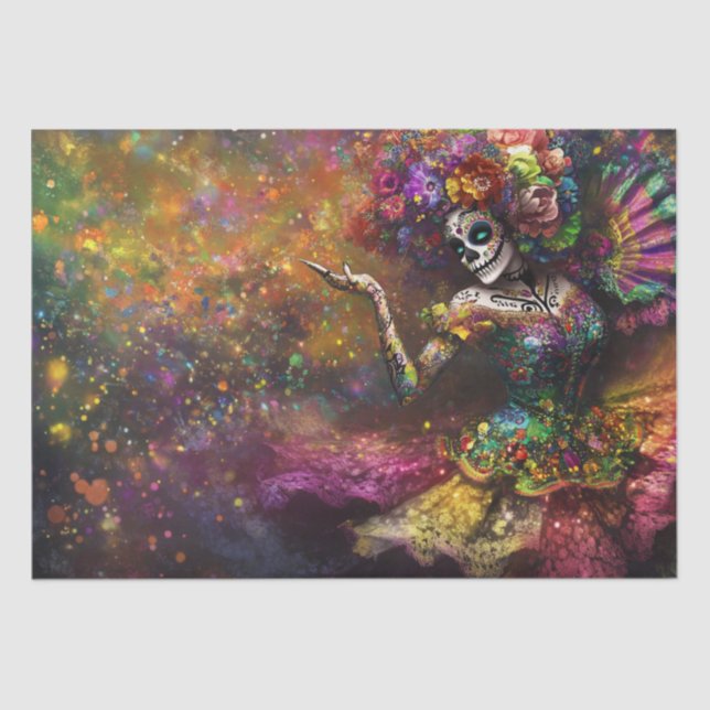 Decoupage Festive Dia de los Muertos Dancer Seidenpapier (Vorderseite)